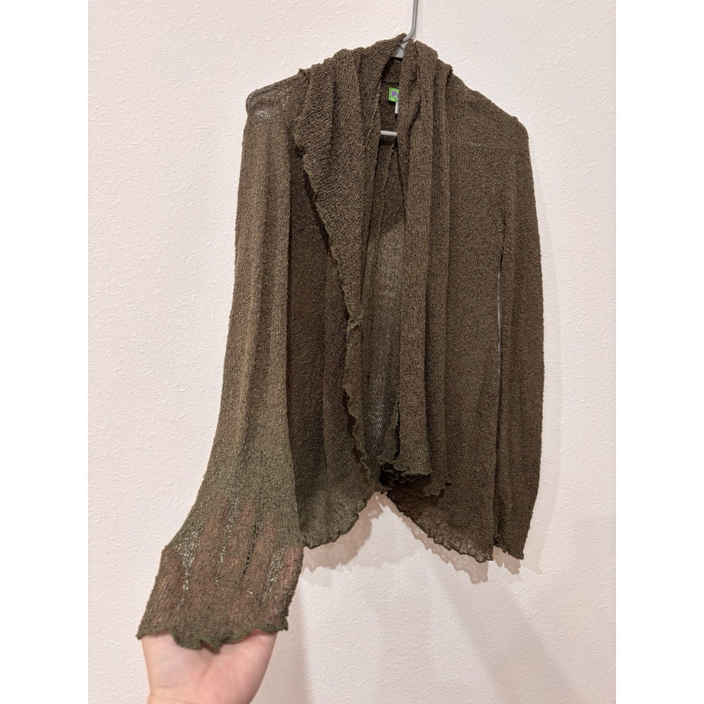 Purp7e Open Front Cardigan S/M‎ Green Rayon Earthy Fairycore Goblincore Mossy - Picture 3 of 16